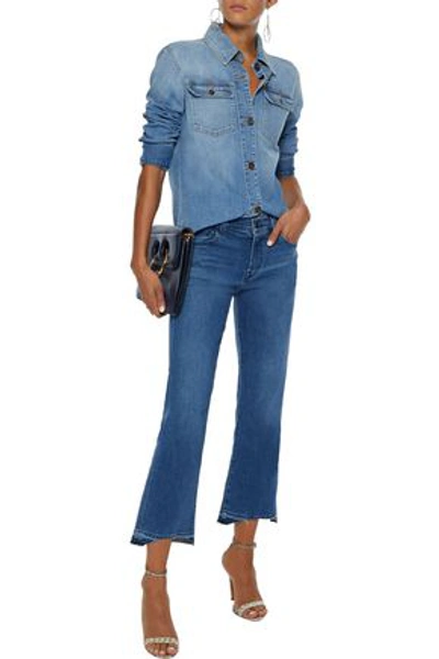 Shop J Brand Selena Faded Mid-rise Kick-flare Jeans In Blue