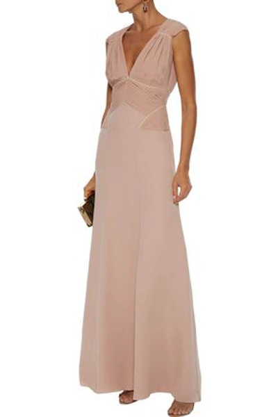 Shop Lanvin Pleated Washed-silk Gown In Blush