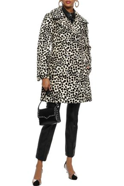 Shop Philosophy Di Lorenzo Serafini Woman Double-breasted Leopard-print Calf Hair Coat Ivory