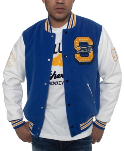 Shop Sean John Men's Colorblocked Varsity Jacket In Blue