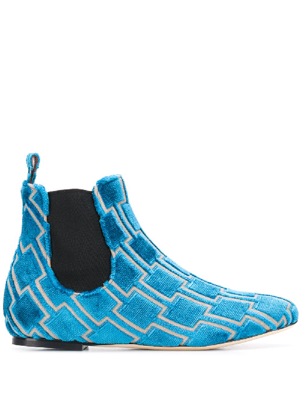 Bams Geometric Pattern Ankle Boots In Blue | ModeSens
