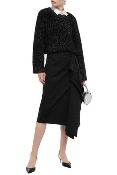 Shop Rochas Draped Cotton-blend Gabardine Skirt In Black
