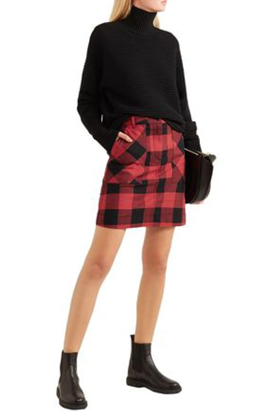 Shop Tomas Maier Gingham Cotton-twill Mini Skirt In Red