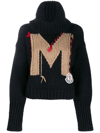 Shop Moncler M Knitted Jumper In Black