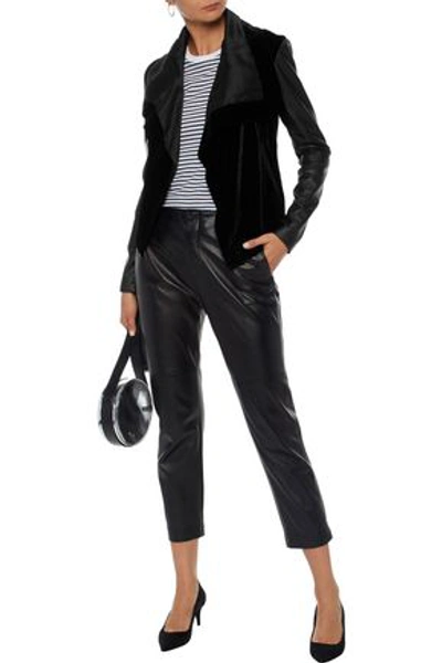 Shop Veda Max Leather-paneled Velvet Jacket In Black