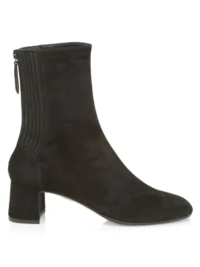 Shop Aquazzura Saint Honore Suede Ankle Boots In Black