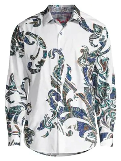 Shop Robert Graham Classic-fit Marlo Multi-pattern Paisley Print Shirt In White