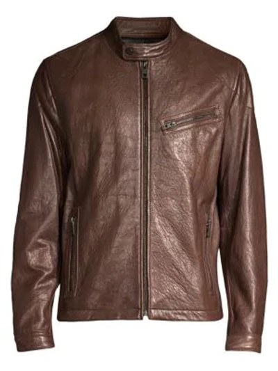 Shop Andrew Marc Cumberland Leather Racer Jacket In Espresso