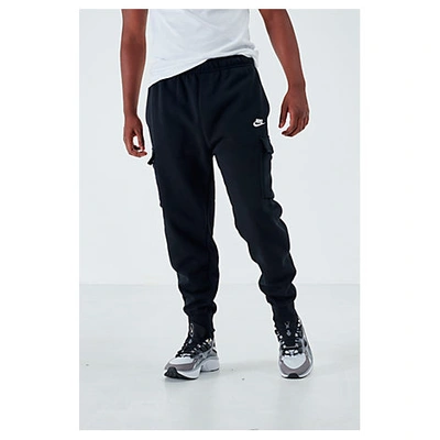 Shop Nike Men's Sportswear Club Fleece Cargo Jogger Pants In Black/black/white Black/black/white