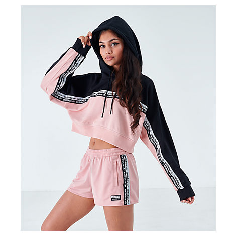 pink adidas tape hoodie