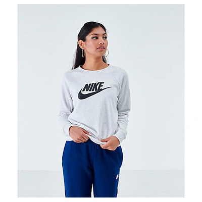 Shop Nike Women's Sportswear Essential Fleece Crew Sweatshirt In Grey