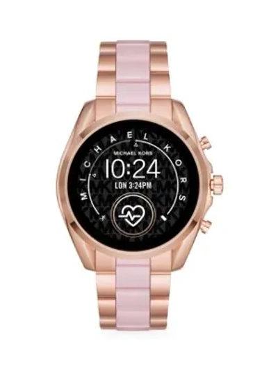 Shop Michael Kors Women's Access Bradshaw Two-tone Stainless Steel & Acetate Bracelet Touchscreen Smart Watch In Pink