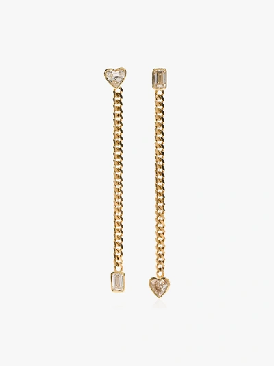 Shop Mindi Mond 18k Yellow Gold Fancy Cut Chain Earrings In Metallic