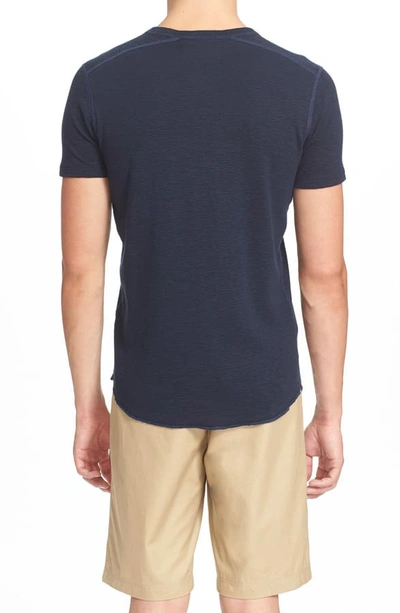 Shop Wings + Horns Ribbed Slub Cotton Slim Fit T-shirt In Navy