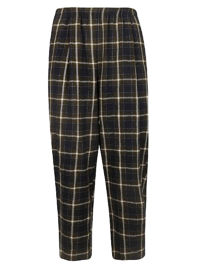 Shop A Punto B Checked Cropped Trousers In Navy