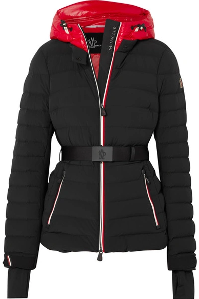 Shop Moncler Bruche Belted Two-tone Quilted Ski Jacket In Black