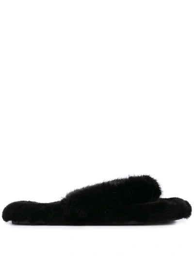 Shop Alexander Wang Open Toe Slippers In Black