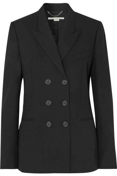 Shop Stella Mccartney Double-breasted Wool-twill Blazer In Black