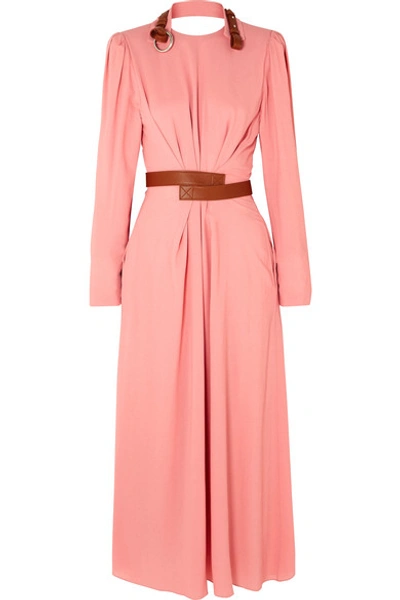 Shop Stella Mccartney + Net Sustain Vegetarian Leather-trimmed Crepe Dress In Pink