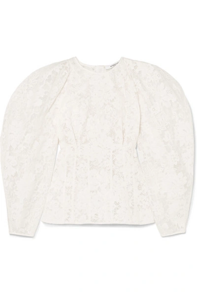 Shop Givenchy Cotton-blend Corded Lace Blouse In White