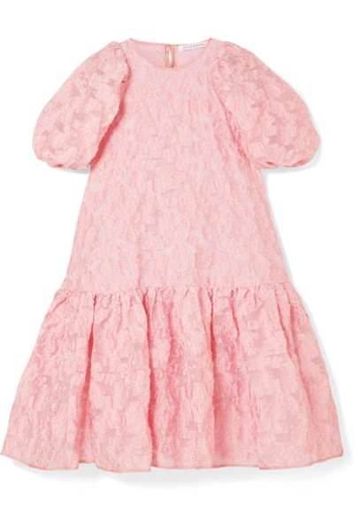 Shop Cecilie Bahnsen Alexa Oversized Tiered Fil Coupé Organza Dress In Pink