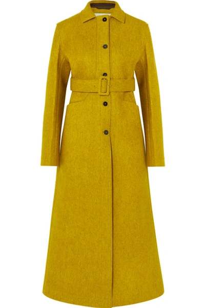 Shop Jil Sander Belted Wool-blend Felt Coat In Chartreuse
