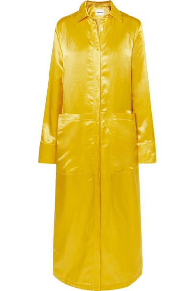 Shop Jil Sander Satin Maxi Dress In Yellow