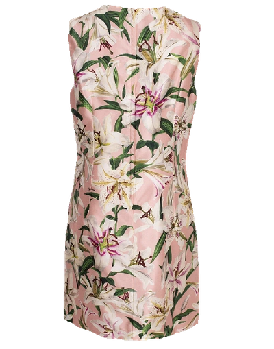 Shop Dolce & Gabbana Lily Print A-line Shift Dress In Rosa