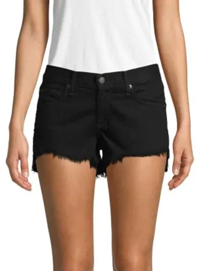 Shop Rag & Bone Frayed Denim Shorts In Black