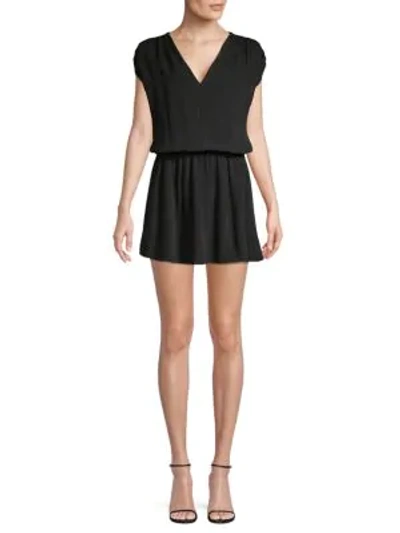 Shop Ramy Brook V-neck Silk Mini Dress In Black