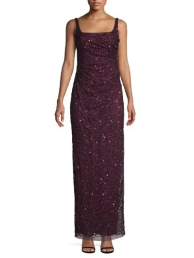 Shop Adrianna Papell Embellished Gown In Night Plum