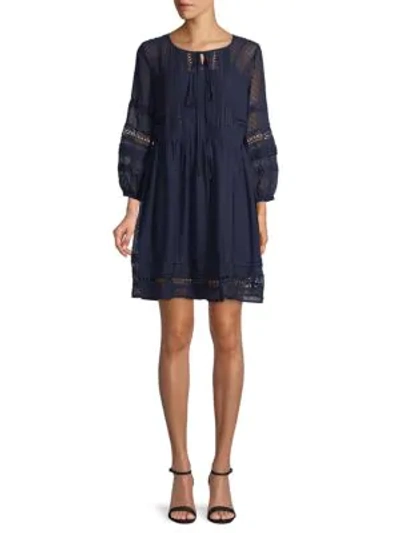 Shop Stellah Boho Mini Dress In Navy