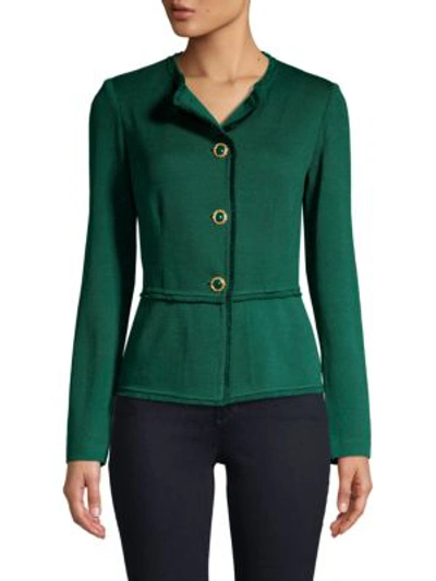 Shop St John Santana Knit Jacket In Emerald