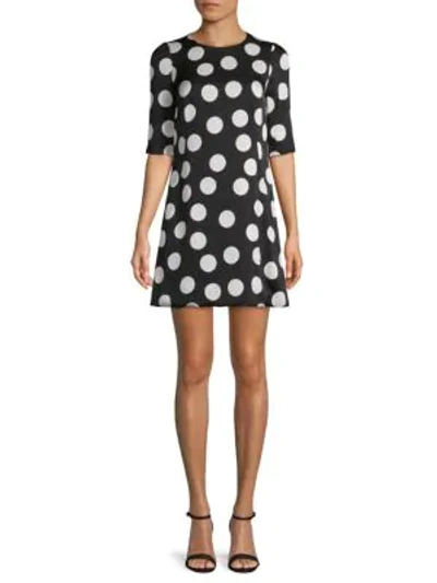 Shop Dolce & Gabbana Polka Dot Mini Dress In Black White