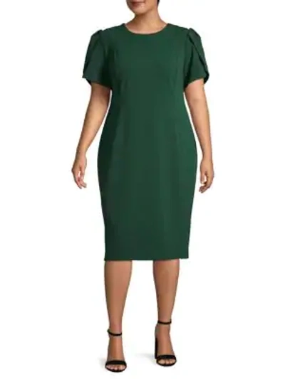 Shop Calvin Klein Collection Plus Puffed-sleeve Knee-length Dress In Malachite