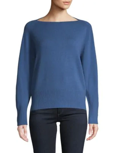 Shop Vince Wool & Cashmere Boat-neck Sweater In Pacific