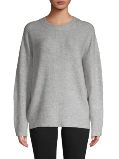 Shop Saks Fifth Avenue Oversized Crewneck Sweater In Grey Mist