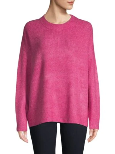 Shop Saks Fifth Avenue Oversized Crewneck Sweater In Rose