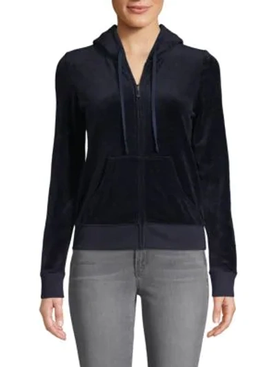 Shop Juicy Couture Black Label Hooded Cotton-blend Jacket In Regal