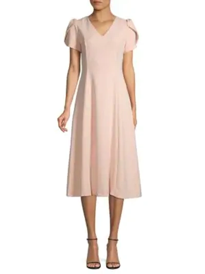 Shop Calvin Klein Tulip-sleeve Knee-length Dress In Blush
