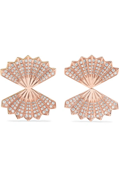 Shop Anita Ko Double Fan 18-karat Rose Gold Diamond Earrings