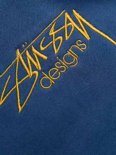 Shop Stussy Embroidered Logo Hoodie In Blue