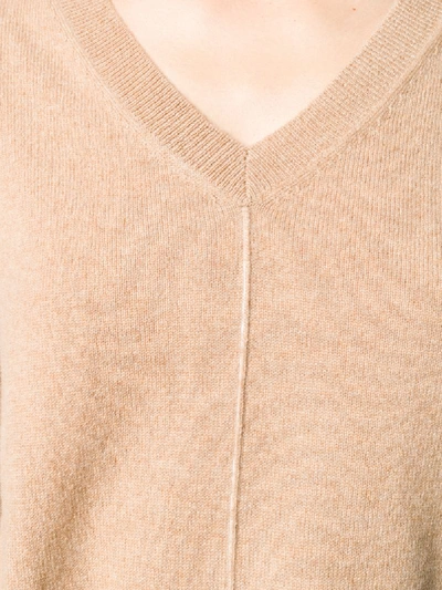 Shop Allude Knit V-neck Sweater In Neutrals