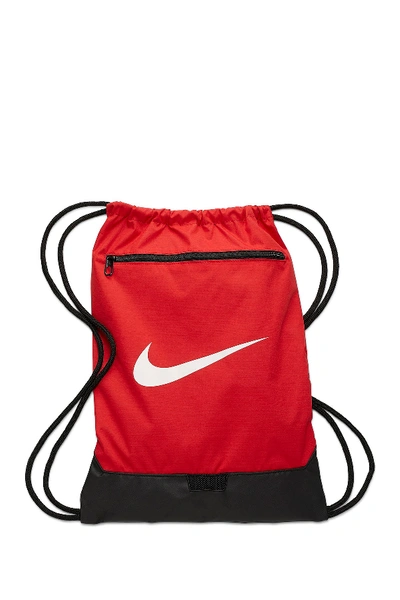 Shop Nike Brasila Game Drawstring Bag In Unvred/white