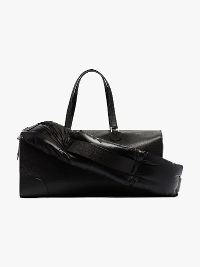 Shop Moncler Black 2  1952 + Valextra Black Leather Weekend Bag