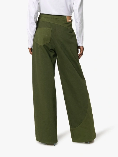 Shop Jacquemus High Waist Wide Leg Jeans In Green