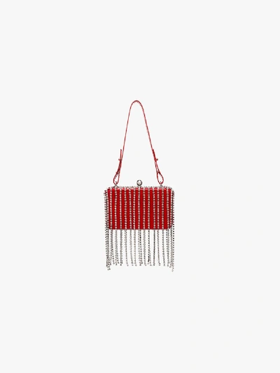 Shop Area Red Crystal Tassel Clutch Bag