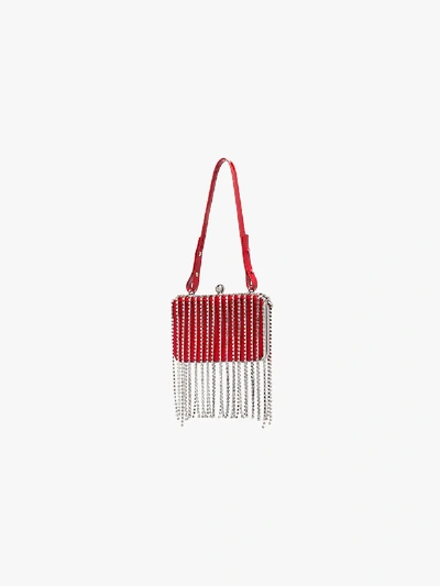 Shop Area Red Crystal Tassel Clutch Bag