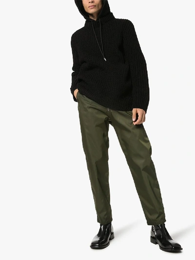 Shop Prada Straight Leg Zip Detail Trousers In Green