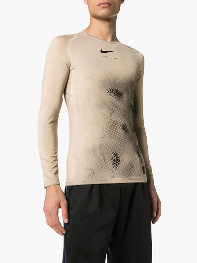Shop Nike 1017 Alyx 9sm X  Beige Long Sleeve Compression Top In Brown